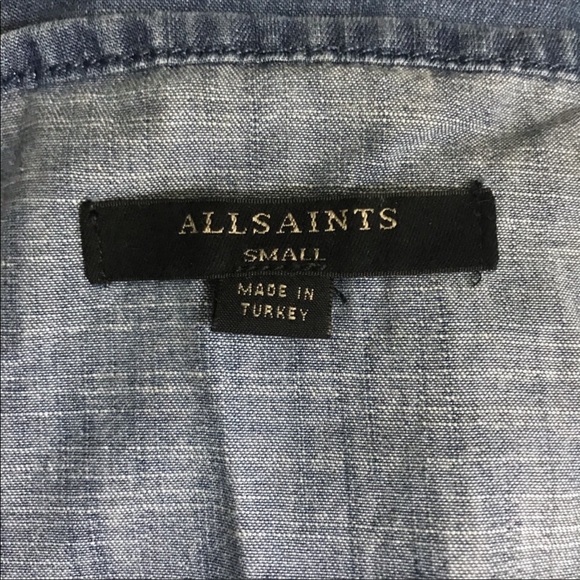 All Saints | Hally Dress Size Small Blue Chambray Strappy Back Detail - Picture 4 of 4